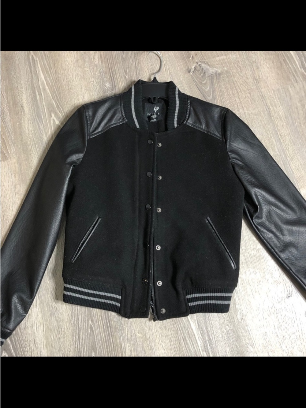 Full Tilt Black & Gray Varsity Bomber Jacket